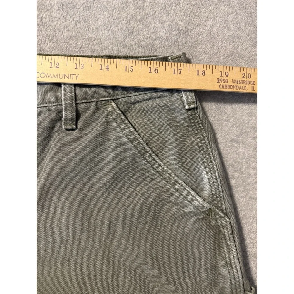 Carhartt Men's Carpenter Pants Flannel Lined Green Workwear Size 36x32 B111 MOS